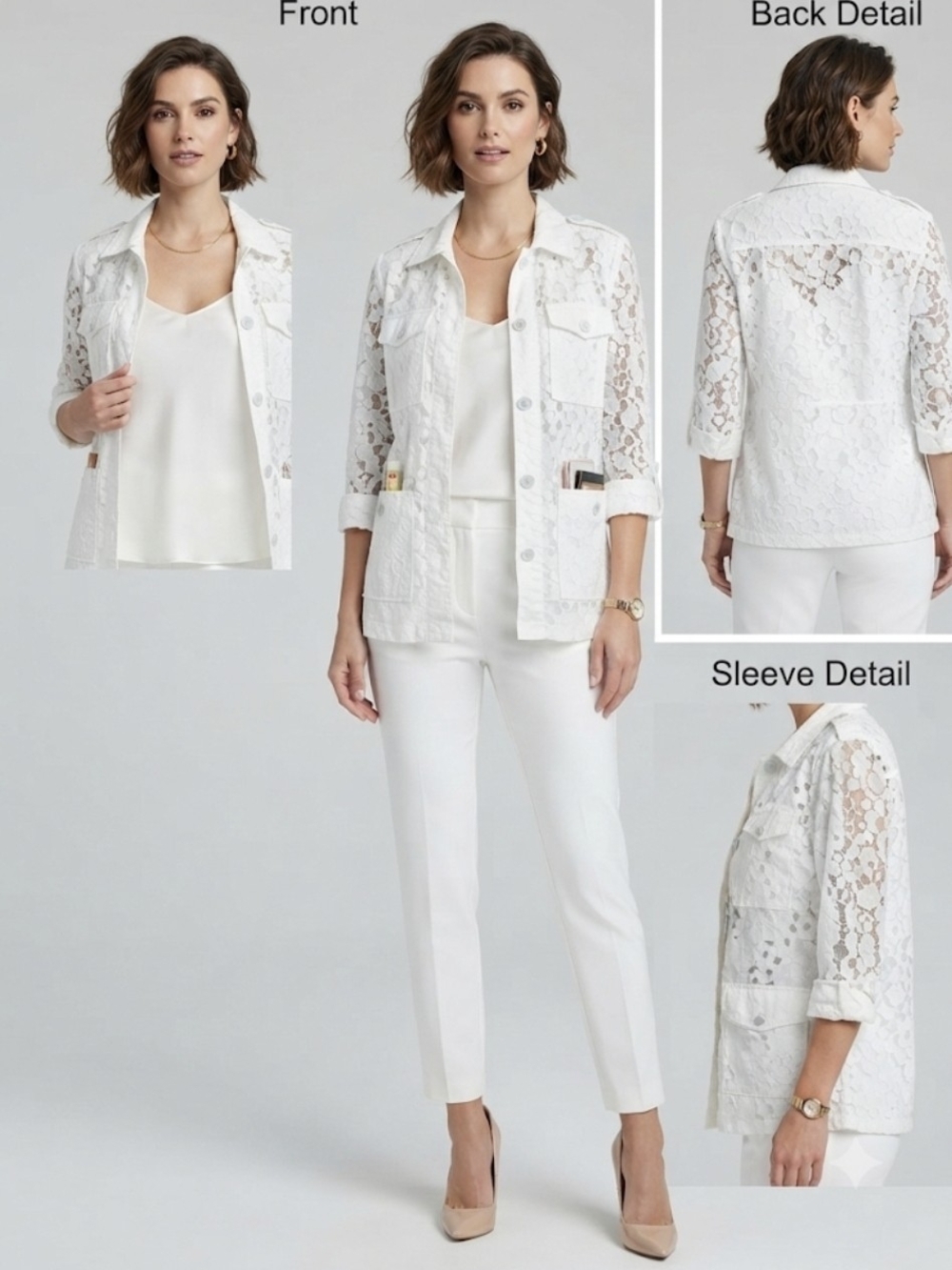 Michael Kors White Lace Jean Jacket Size Small